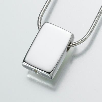 14k white gold slide rectangle cremation pendant necklace